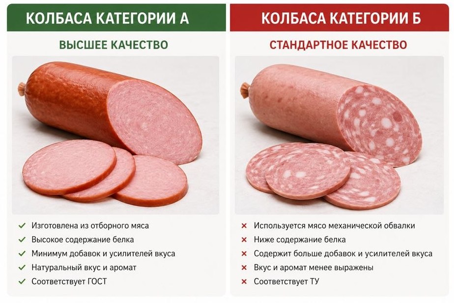 Разница между колбасой категории «А» и «Б»: что выгоднее для розничной торговли?